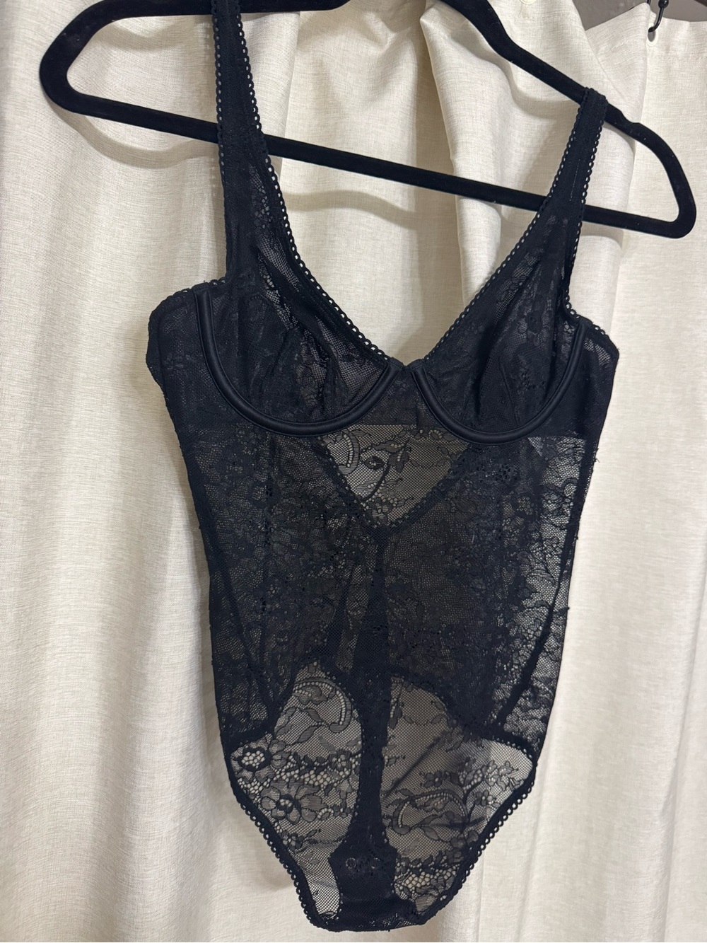 Abercrombie Black Lace Bodysuit with Underwire Support
